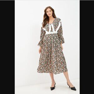 Sister Jane Niece Floral Large Collared Midi Dress M